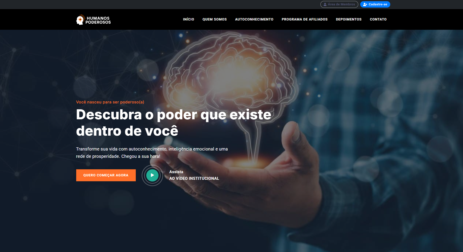 Humanos Poderosos, site com multinível e loja de livros criado pela Pró Web Designer