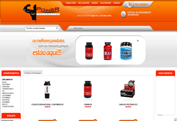 Power Suplementos, loja virtual criada pela Pró Web Designer em Brasília