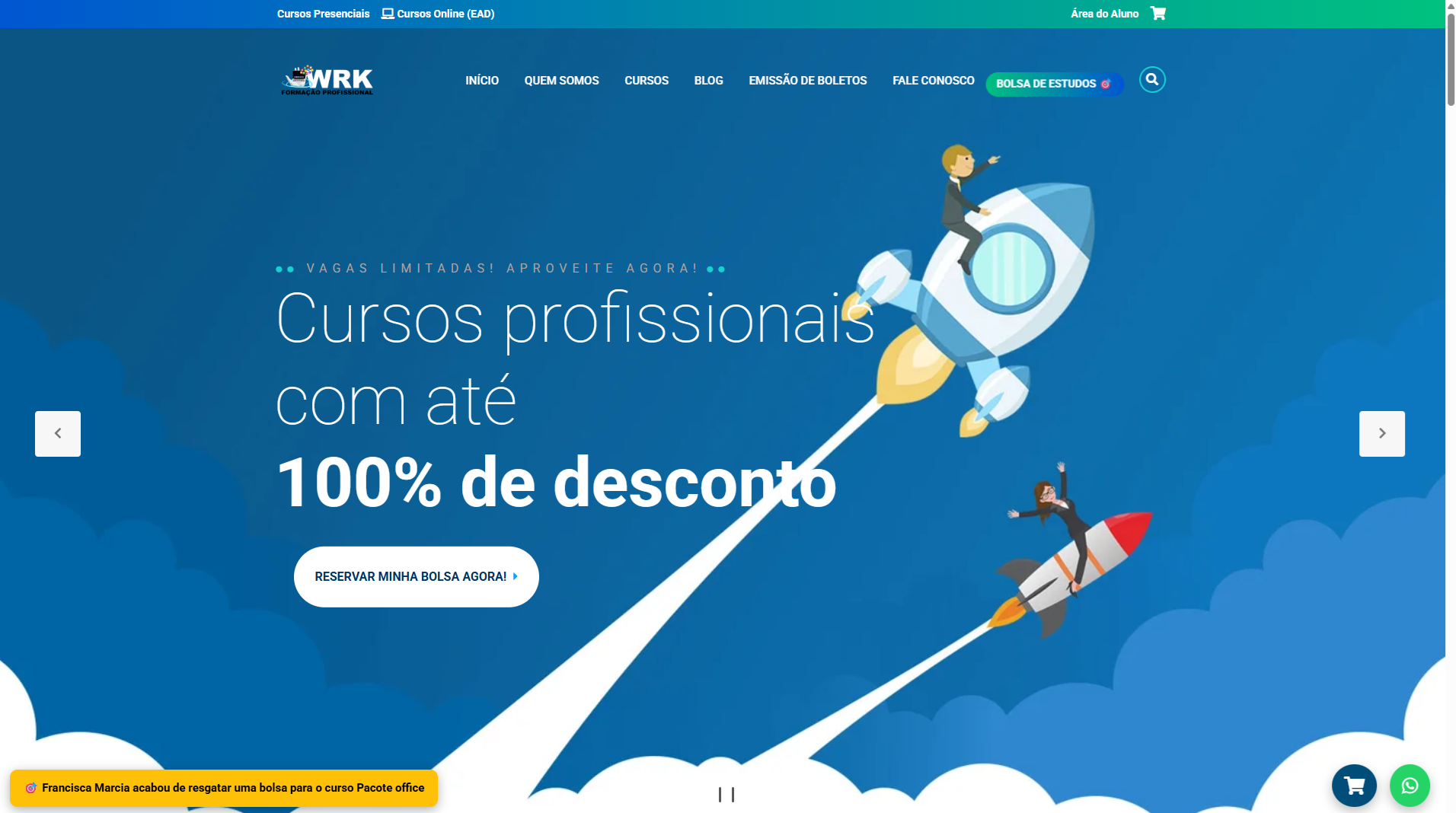 WR Cursos — Site, sistema de gestão e SEO criados pela Pró Web Designer