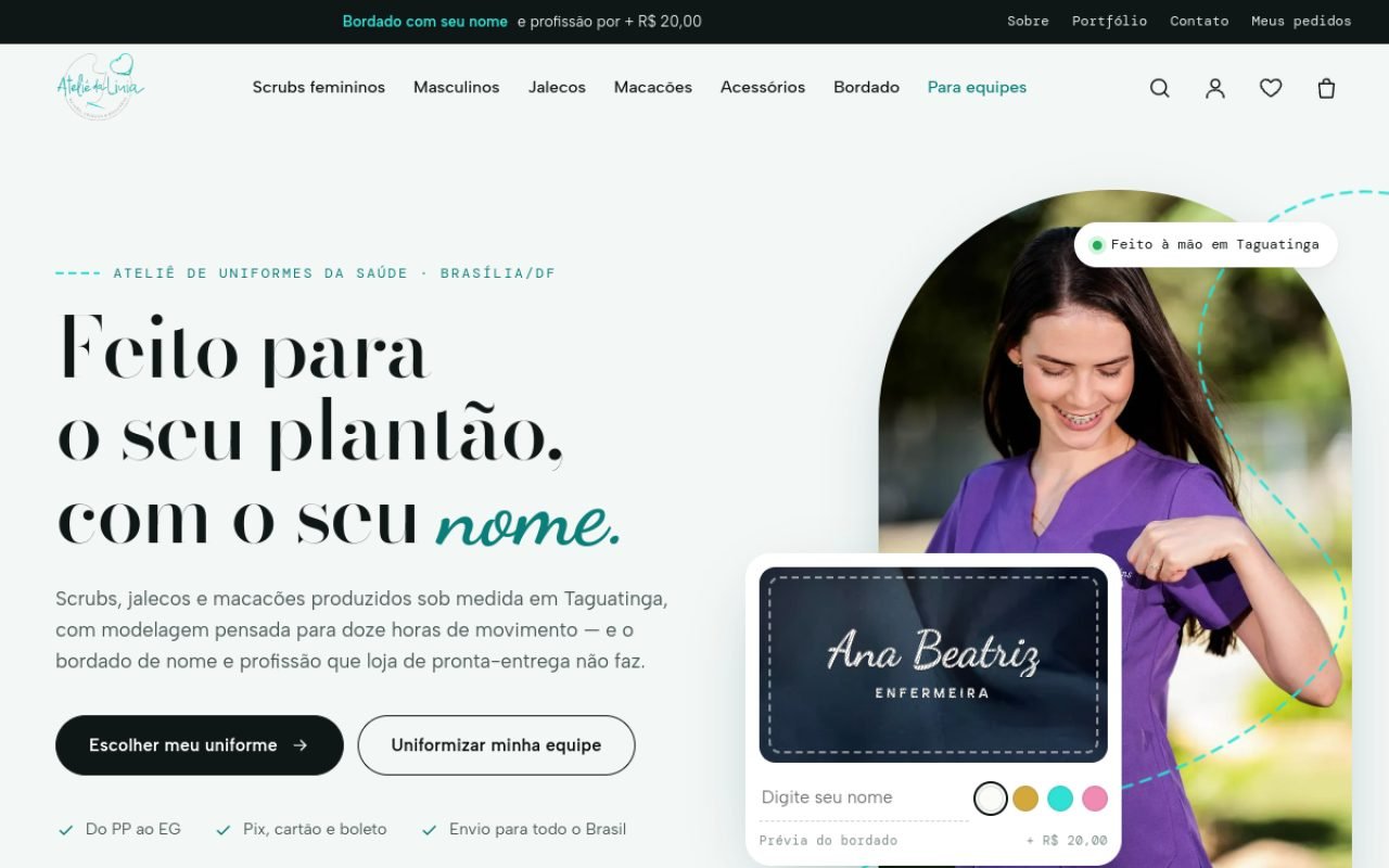 Atelie da Linia, loja virtual de uniformes criada pela Pró Web Designer