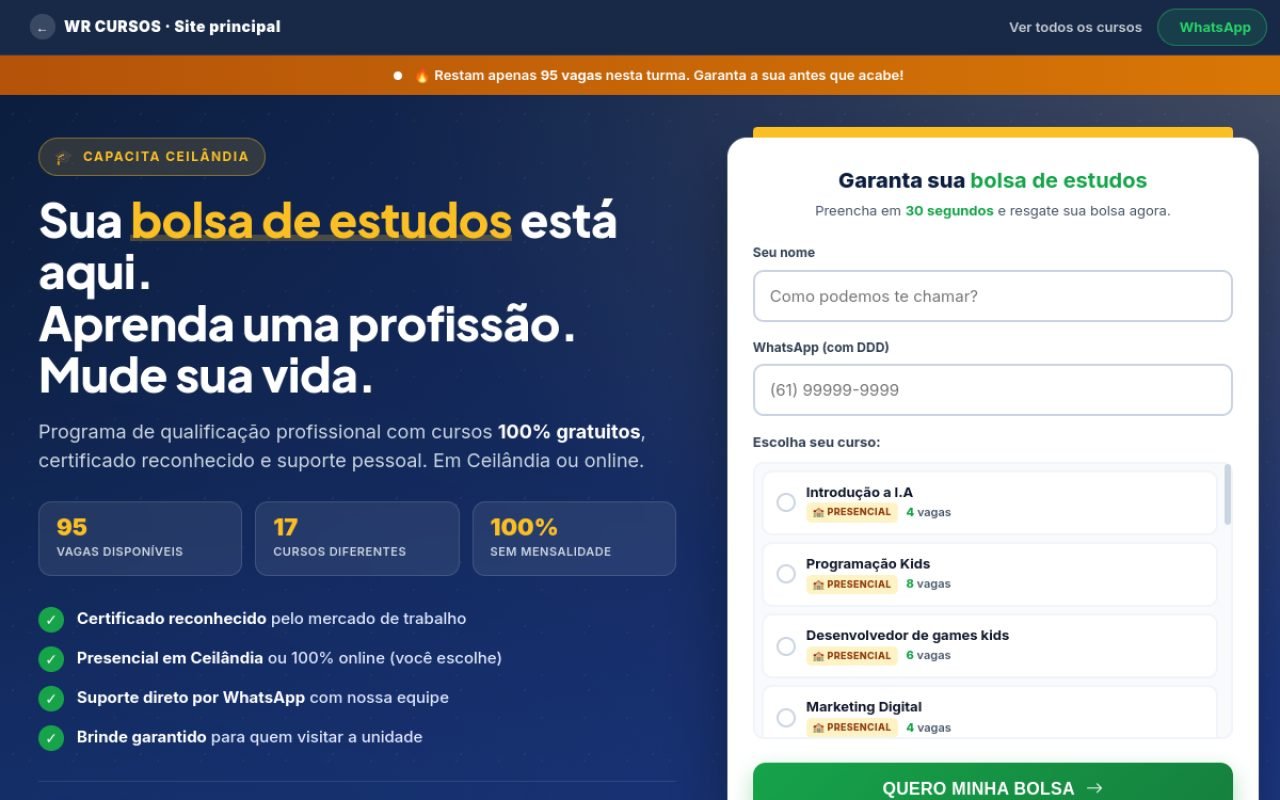 Capacita Ceilandia, site institucional criado pela Pró Web Designer