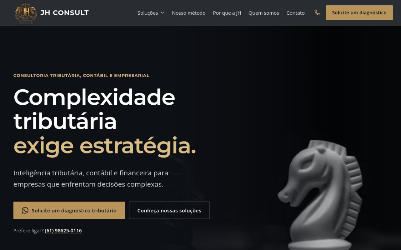 JH Consult, site institucional criado pela Pró Web Designer